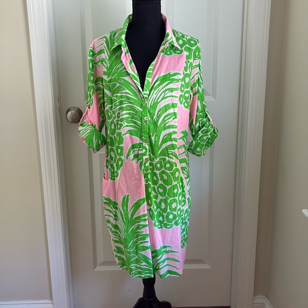Lilly Pulitzer Pink and Green Shirt Dress